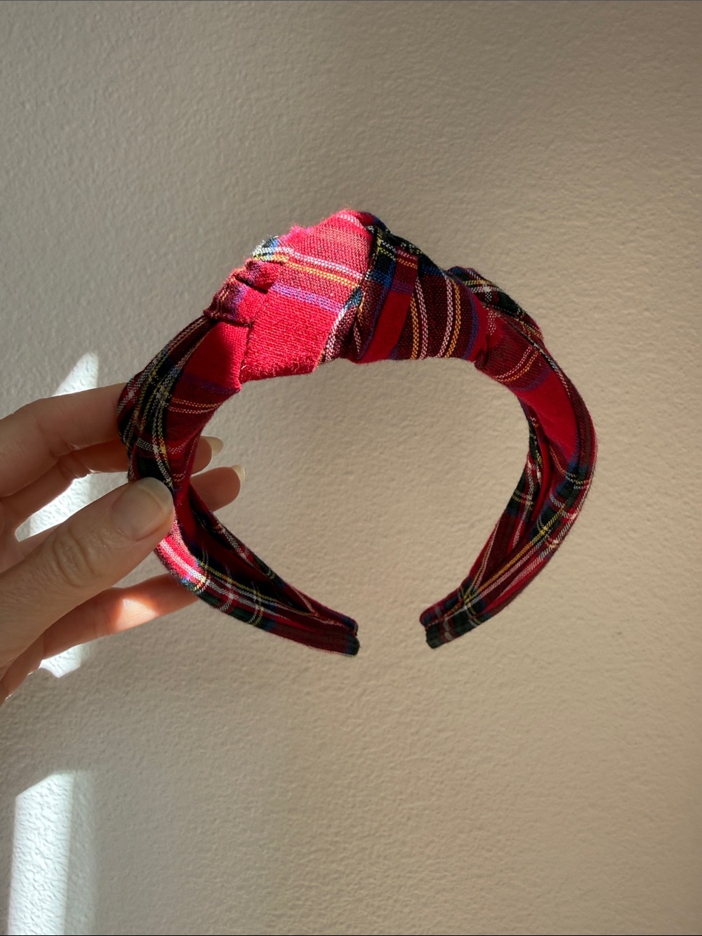 J.Crew Red tartan plaid holiday turban knot headband